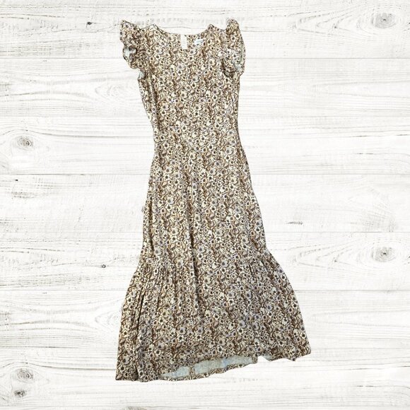 Treasure & Bond Floral Flutter Sleeve Dress XXS Linen Blend - Picture 1 of 5